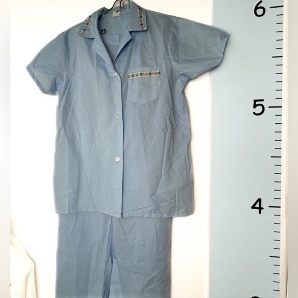 Vintage Sears Light Blue 2PC Pajama Set Women's 36 or Small‎